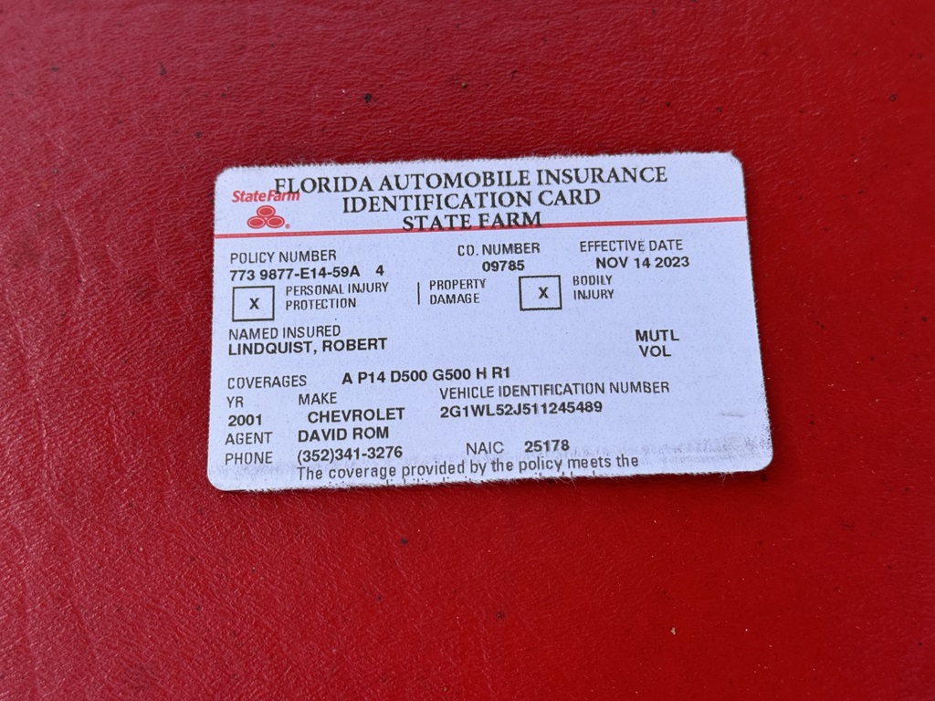 Robert Lindquist Insurance Card
