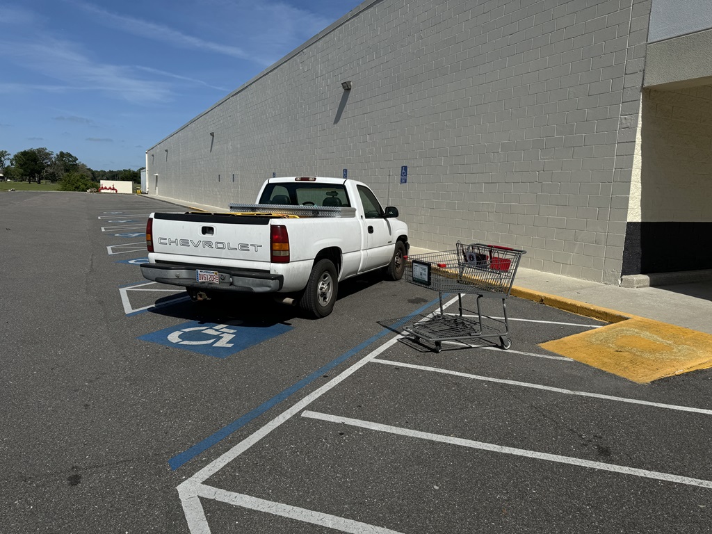 Handicapped Space where Bill Windsor always parked at Winn-Dixie