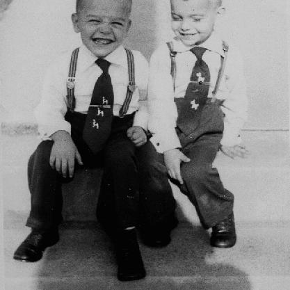 Billy Windsor and Tony Windsor look very dapper in ties and suspenders in 1953.
