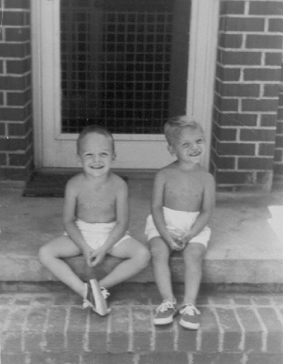 Billy Windsor and Tony Windsor sitting on front porch in 1953.