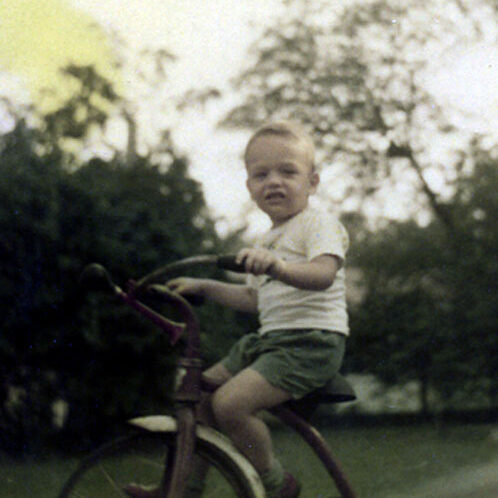 Billy Windsor on big tricycle in 1951